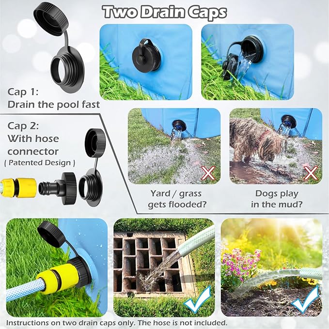 Jasonwell Foldable Dog Pool Collapsible Hard Plastic Dog Swimming Pool Portable Kiddie Pool Pet Pool Doggie Wading Pool Bath Tub for Puppy Small Medium Large Dogs Cats and Kids 79"