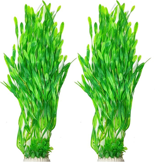 25.98 Inch Tall Aquarium Plants – Large Lifelike Artificial Fish Tank Decorations, 2 Pcs Fish Tank Plants Plastic，Durable & Safe for Freshwater/Saltwater Aquariums (Green (Style B))