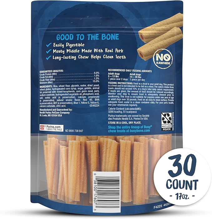 Purina Busy Bone Adult Toy Breed Dog Chew Bone Treats, Tiny - 30 ct. Pouch