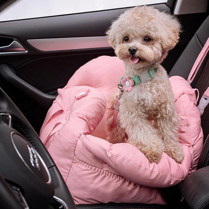 VETRESKA Dog Carrier Dog Car Seat for Small Dogs - Washable Cat Carrier Portable Puppy Bed for Car Seat of Easy Installation Pet Travel Carrier Bed with Storage Pocket & Safety Clip-On Leas