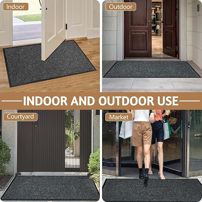 Front Door Mat Outside Entrance, 96" x 48" Sturdy Indoor Outdoor Mats for Entryway, Low Profile Welcome Doormat for Home Entrance, Non Slip Shoe Scraper Mat, Ideal for High Traffic Area