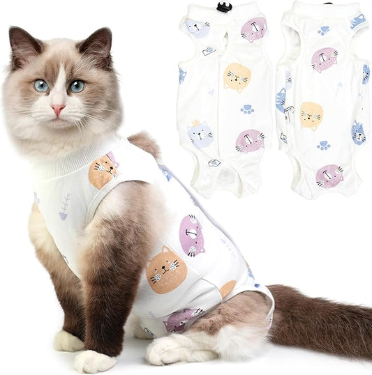 Cat Recovery Suit for Spay Abdominal Wounds, Breathable Cat Onesie for Cats After Surgery Female, Kitten Surgical Recovery Suit Female Cone of Shame Alternative for Cats Anti Licking