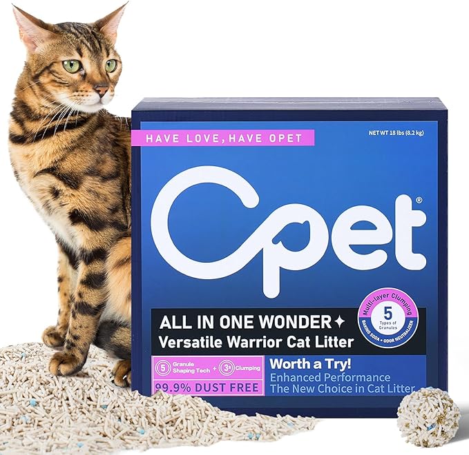 OPET Mixed Tofu Cat Litter - 18lb Strong Clumping Litter, Mixed Tofu and Bentonite, 99.9% Dust Free and Flushable Cat Litter, Natural Sustainable Ingredients Odor Control, Low Tracking（18lb, Fresh）