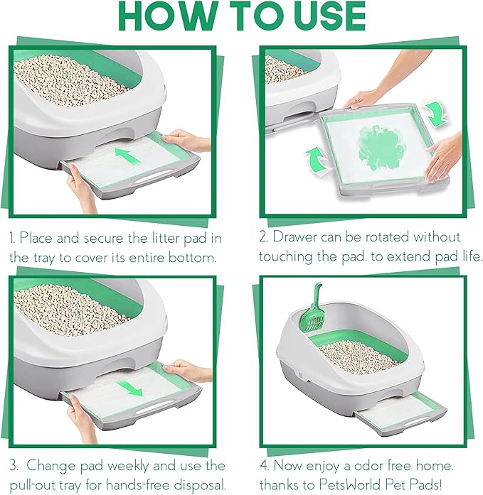 PETSWORLD Multi Cat Pad Refills for Cats Breeze Litter System, Ultra-Absorbent, Quick Dry - (800 Count, Unscented)