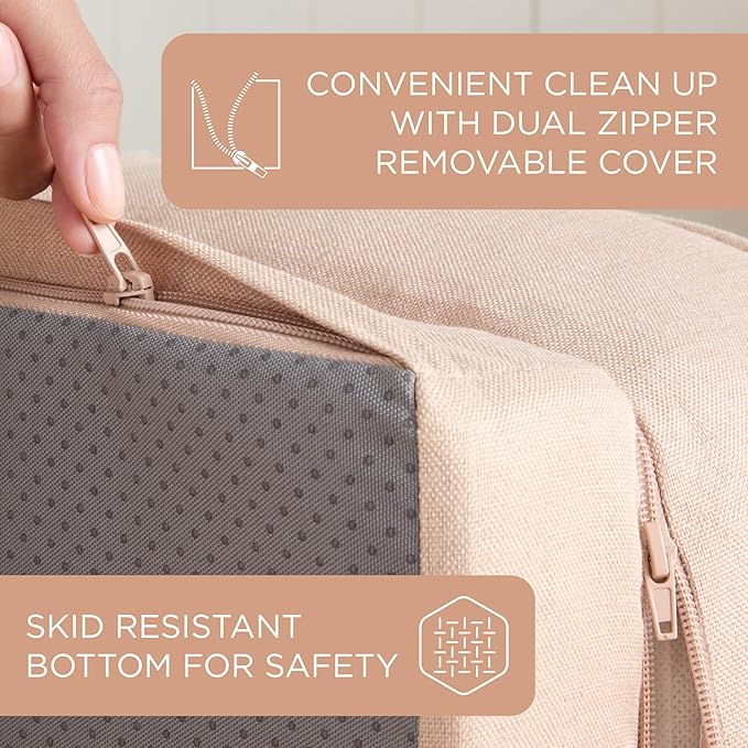 TOWN & COUNTRY EVERYDAY CuddleTown Comfy Solid Bolster Sofa Pet Bed, Supportive & Calming Egg Crate Foam, Non-Slip Bottom, Machine Washable Cover, Warm Taupe, Large 35"x25"x8"