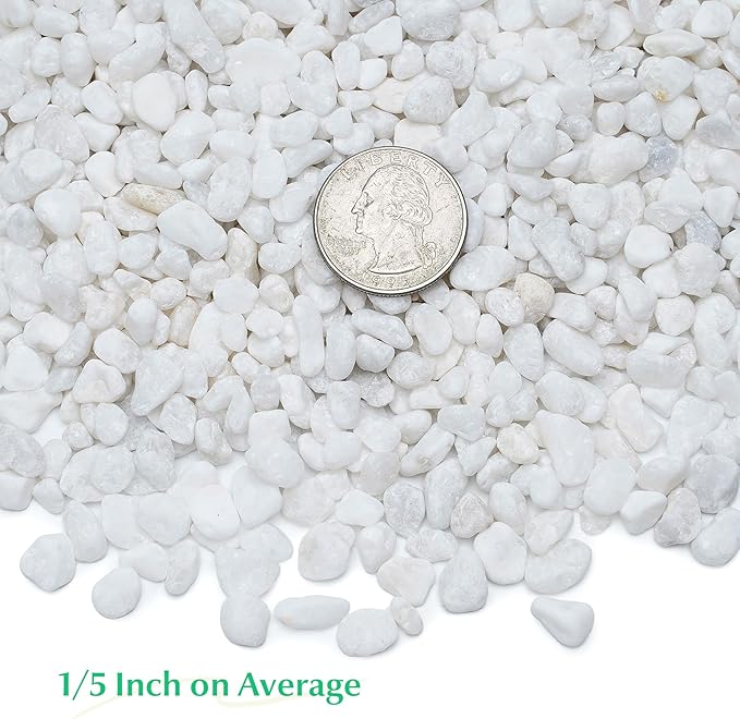 Mr. Fireglass 10 lbs White Pebbles,1/5" Natural Decorative River Rocks Aquarium Gravel for Indoor Plants, Vases, Succulents and Outdoor Garden Landscaping
