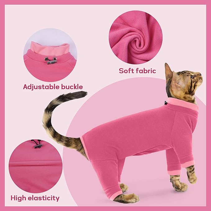 PUMYPOREITY Cat Hair Sticky Shirt – Breathable & Lightweight, Reduces Shedding Fur Pajamas, Prevents Licking Wounds After Surgery, Pink, M