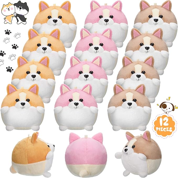 Skylety 12 Pack 5" Mini Dog Stuffed Animals Stuffed Puppies Bulk Small Plush Dogs Cute Soft Plush Toy Birthday Gift