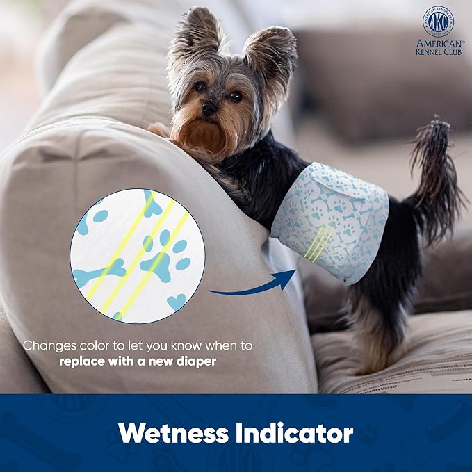 American Kennel Club Male Dog Wrap, Disposable Diapers with Wetness Indicator, Large, 50 Count