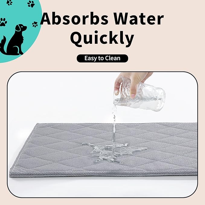 MABOZOO Indestructible Dog Beds - Chew Proof Crate Pad for Aggressive Chewers, Machine Washable Quilted Mat, Durable for Small Dogs, Grey Kennel Pad (17x23 in)