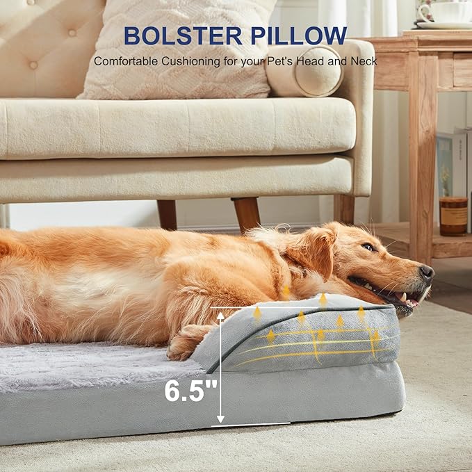 FURTIME Orthopedic Dog Bed for Small Dogs - Waterproof Dog Sofa Beds Small, Supportive Foam Pet Couch Bed with Removable Washable Cover, Waterproof Lining and Nonskid Bottom, Light Grey