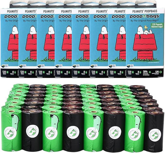 The Original Poop Bags® Peanuts Dog Waste Bags – 38% Plant Based, Leak-Proof & Durable, Large Dog Poop Bags for Dispensers, Unscented (960 Count)