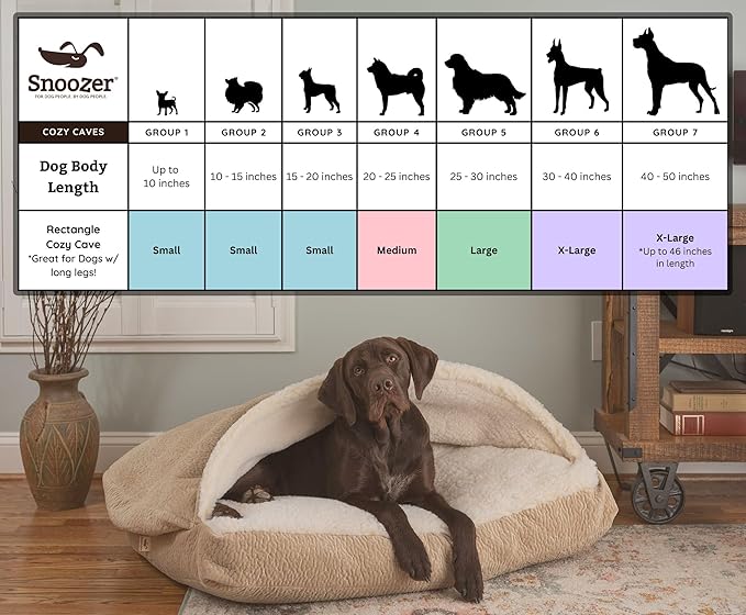 Snoozer Pet Products Luxury Rectangle Cozy Cave Dog Bed with Microsuede, Showdog Collection, Medium, Palmer Dove