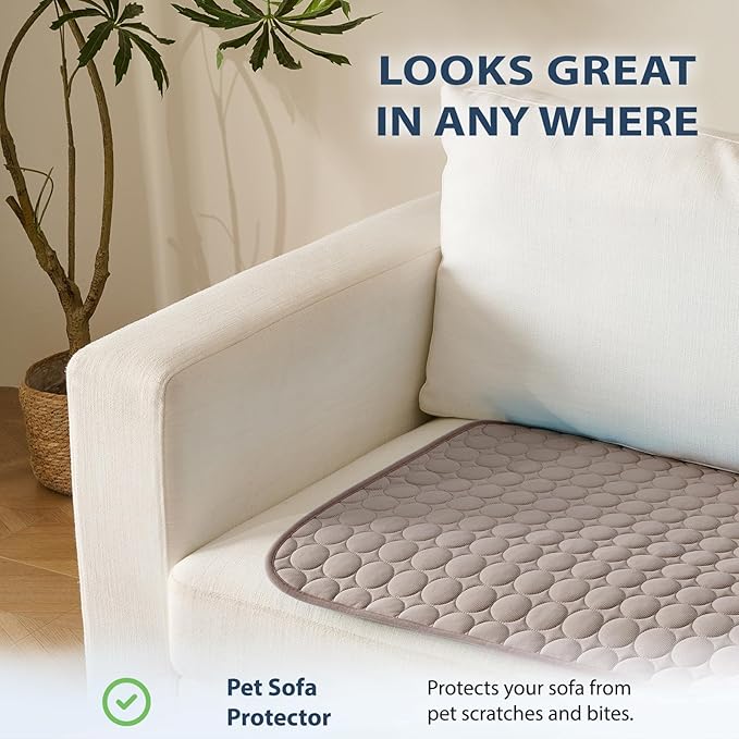 MICROCOSMOS Summer Cooling Mat & Sleeping Pad- Water Absorption Top, Easy Carry, EZ Clean, Materials Safe. Keep Cooling for Pets, Kids and Adults.(Brown, 40" x 28")