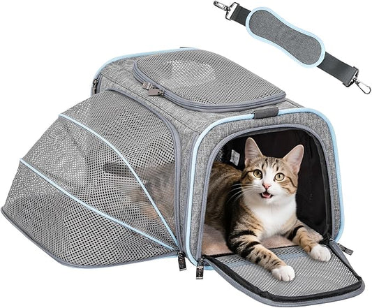 Petsfit Small Cat Carrier Soft Airline Approved Expandable Carrier for Kitten Puppy Bunny, 16"X10"X9“