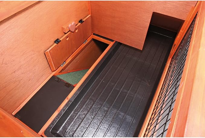 TRIXIE natura Insulated Rabbit Hutch, 2-Story Outdoor Bunny House, Small Animal Hutch with Ramp, Removable Window Panes, Ideal Shelter for Rabbits or Guinea Pigs, Brown