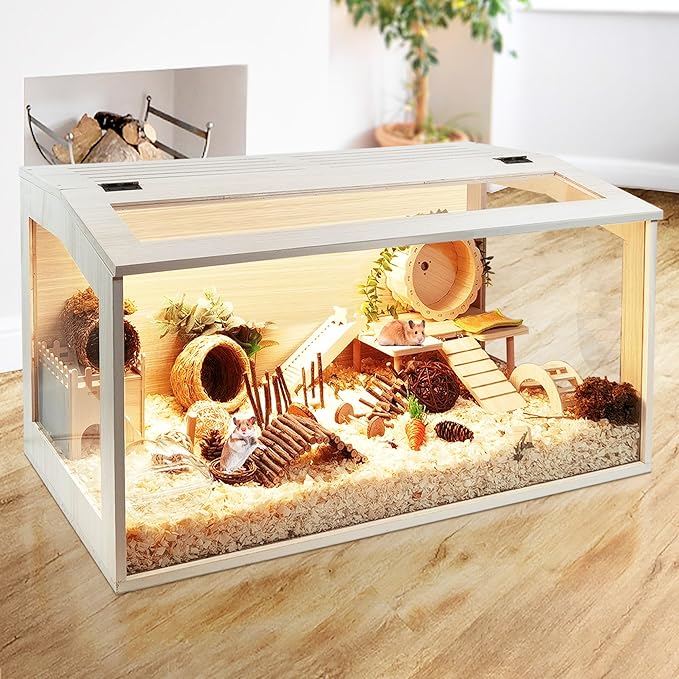 Prolee Hamster Cage Chew Proof, Mice and Rat Habitat Openable Top with Acrylic Sheets, Hamster Habitat Solid Built (24”L x 16" W x 16" H)