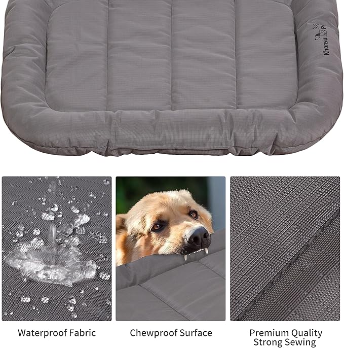 KHONSU PET Durable Dog Bed Tough and Tear Proof Dog Crate Bed, 800lbs Tear Strength PVC-Backed Waterproof Ped Bed Mat Indoor & Outdoor Use for Dogs up to 25 lbs