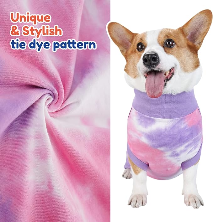 Breathable Dog Recovery Suit for Male/Female, Tie Dye Purple Dog Onesie for Abdominal Wounds, Cone E-Collar Alternative after Surgery to Anti-Licking, Professional Surgery Suit for dogs
