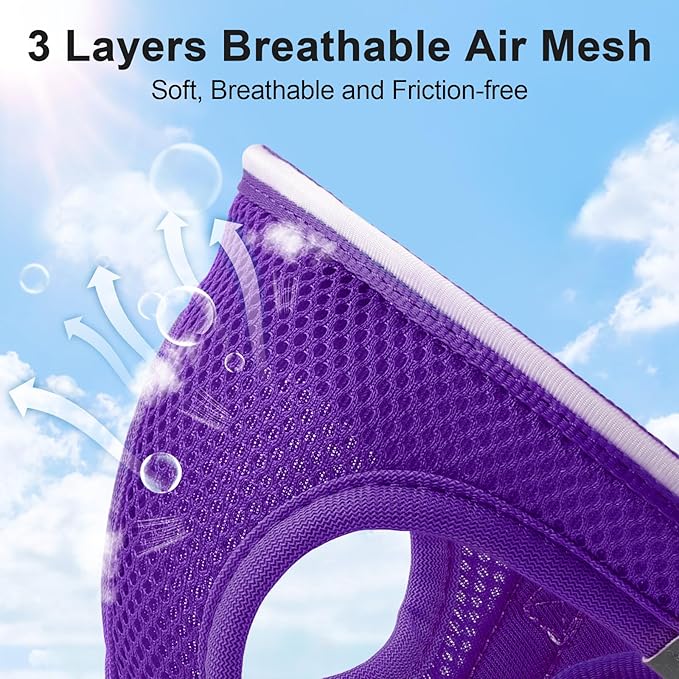 Light Up Dog Harness,Rechargeable LED Dog Harness for Small Medium Large Dogs,Reflective Lighted Safety Vest for Night Walking & Camping,Lightweight & Adjustable,Purple,M