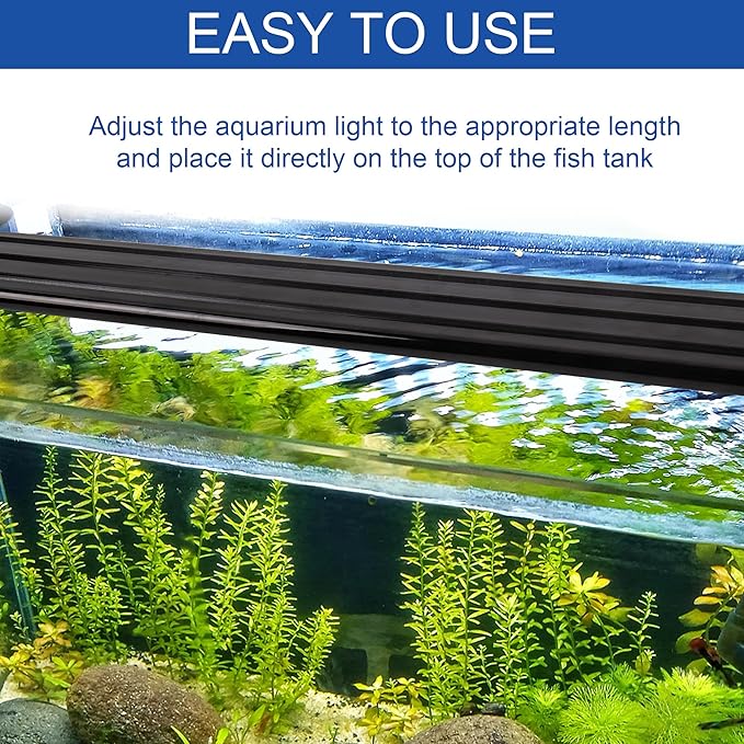 Led Aquarium Light, Full Spectrum Fish Tank Lights, 55/75 Gallon Freshwater Fishtank Hood Lighting for Grow Fish, Plants, Adjustable from 48 to 54 Inch