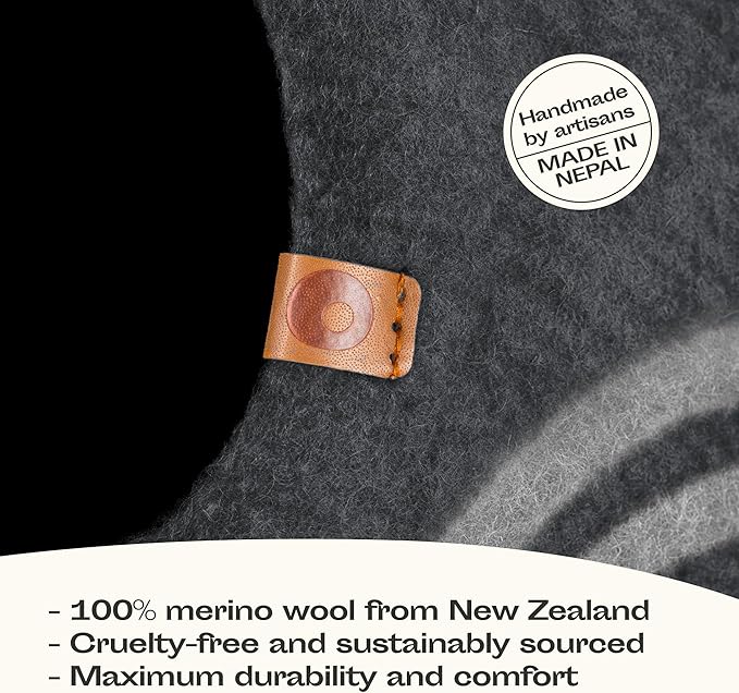 MEOWFIA Cat Cave – Premium Felt Cat Bed for Indoor Cats, Handmade 100% Merino Wool (Medium, Dark Grey)