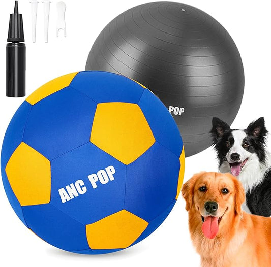 Herding Ball for Dogs & Horses - 20" Large Blue & Yellow Ball with Hand Pump