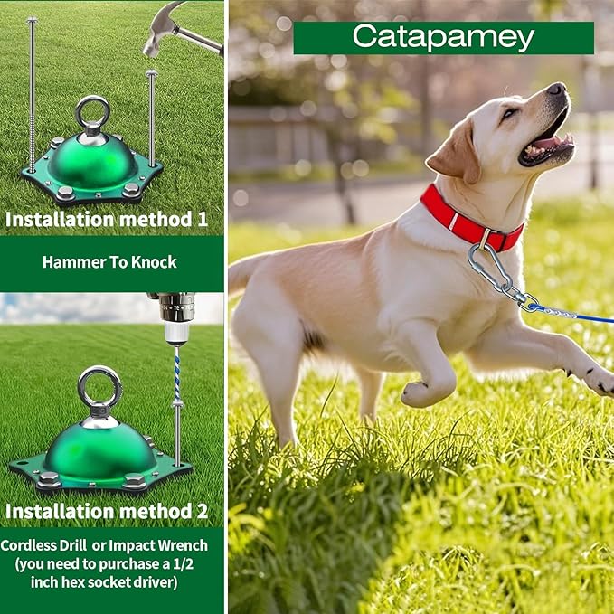 Dog Tie Out Stake,360°Swivel Run Anchors-Dog Runner for Yard Suitable for Large,Weighing Up to 200 LBS-Stake to Tether Long Leash and Cable- Stakes for Outside