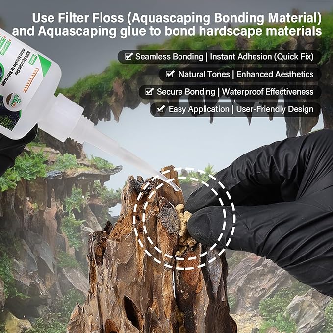 Cotton Wool for Aquascape- Gap Filler Cotton for Rocks & Wood | Aquarium Safe Bonding Material | Secure Adhesive Helper (Light Yellow(Dragon Stone Color))