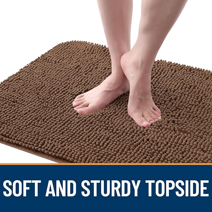 OLANLY Dog Door Mat for Muddy Paws 30x20, Absorbs Moisture and Dirt, Absorbent Non-Slip Washable Doormat, Quick Dry Chenille Mud Mat for Dogs, Entry Indoor Entryway Carpet for Inside Floor, Mocha