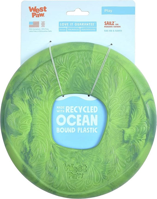 WEST PAW Seaflex Sailz Dog Toy Flying Disc – Machine Washable Dog Toys for Moderate Chewers – Eco-Friendly Zogoflex Toys for Dogs – Perfect for Gnawing, Fetch, Catch, Pet Training – Emerald