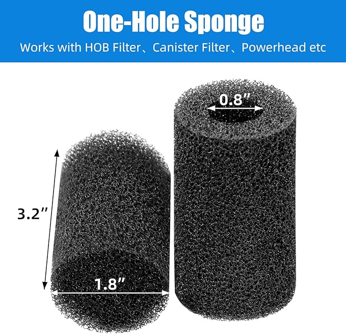AQUANEAT 6-Pack Pre-Filter Sponge for Aquarium Shrimp Fry Fish Tank Filter 0.8” Intake, Replacement Foam Cover