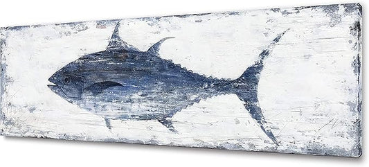 Yihui Arts Canvas Wall Art Abstract Fish Canvas Art- One Panels Nordic Minimalist Painting Large Pictures Canvas Artwork Framed for Home Office Decor