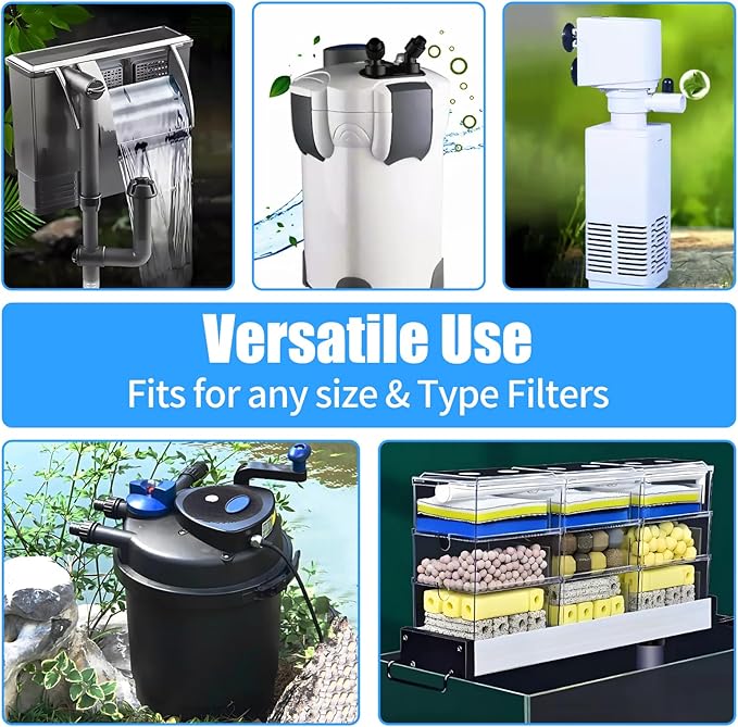 AQUANEAT 2 Pack Aquarium Bio Sponge Filter Media Pad Cut-to-Size Open Cell Foam Sheet for Fish Tank Sump (9" x 9" x 0.5") Black