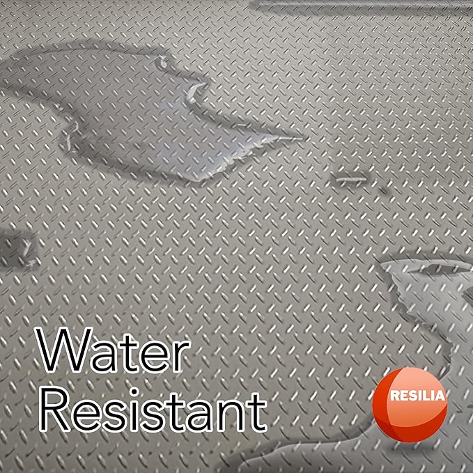 RESILIA Heavy Duty Garage Floor Runner & Protector Mat - Slip Resistant Diamond Plate PVC Mats - Water, Spill, & Stain Resistant, Sandstone (4 feet x 15 feet), Made in The USA