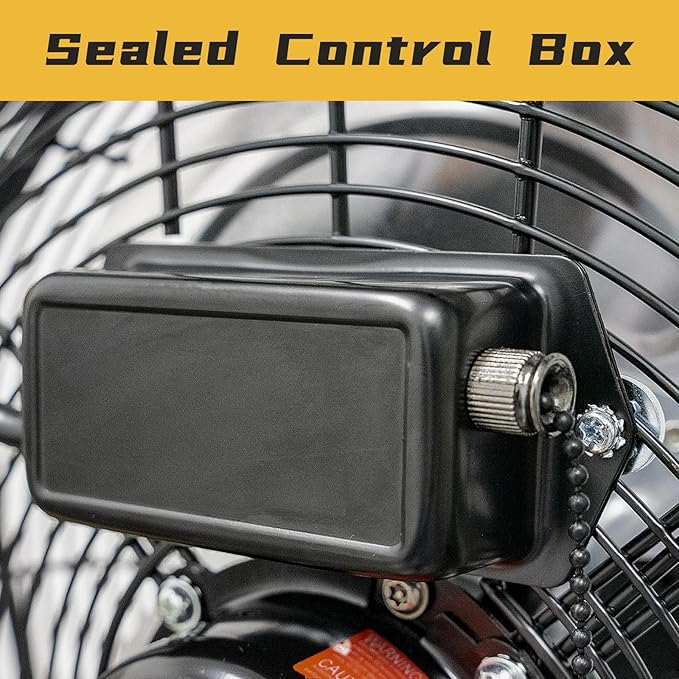 HiCFM 2500 CFM 12" Industrial Wall-Mounted Fan, 3-Speeds High Velocity Wall fans with IP44 Enclosure Motor for Barn, Garage, Warehouse, Greenhouse and Commercial Use, 2 Pack