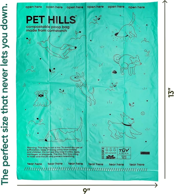 Compostable Dog Poop Bags – 270 Count Refill Rolls, TÜV OK Compost HOME Certified, Plant-Based Materials, Leakproof, Unscented, Extra Thick, Fits All Dispensers