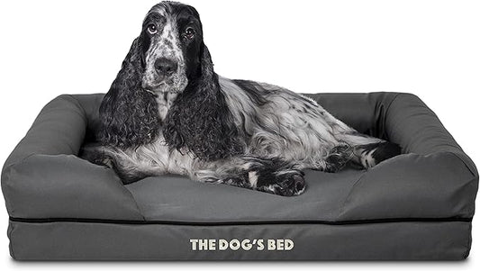 The Dog’s Bed Medium Oxford Grey 30x23.5, Memory Foam, Pain Relief: Arthritis, Hip & Elbow Dysplasia, Post Surgery, Lameness, Supportive, Calming, Waterproof Washable Cover, Veterinary Approved