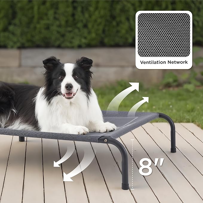 Bedsure Elevated Raised Cooling Cots Bed for Large Dogs, Portable Indoor & Outdoor Pet Hammock with Skid-Resistant Feet, Frame with Breathable Mesh, Terracotta, 49 inches