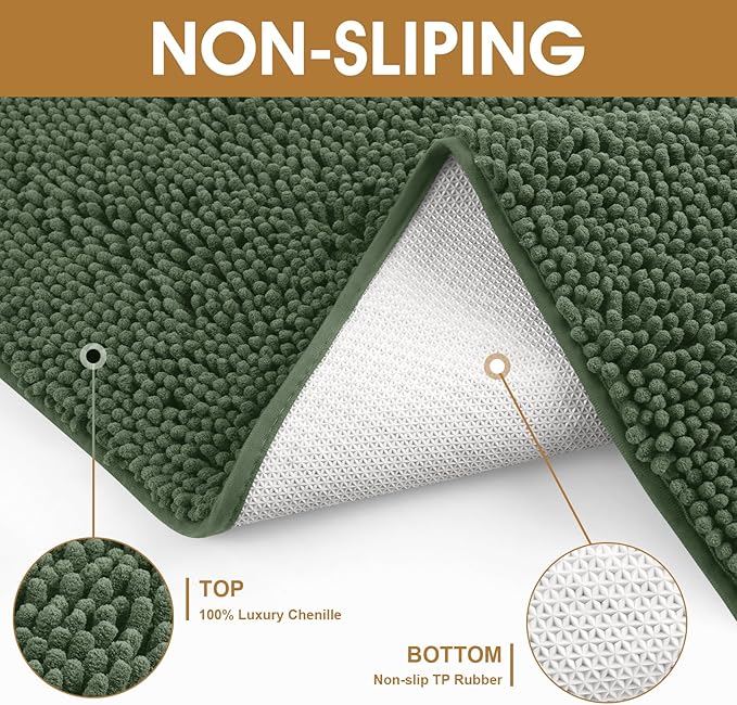 IM HOME Extra Large 60" x 36" Olive Dog Door Mats for Muddy Paws, Chenille Absorbent Dog Mat, Non Slip Heavy Mud Mat for Dogs, Soft Pet Bed Mat for Entryway, Mud Paws, Inside Floor