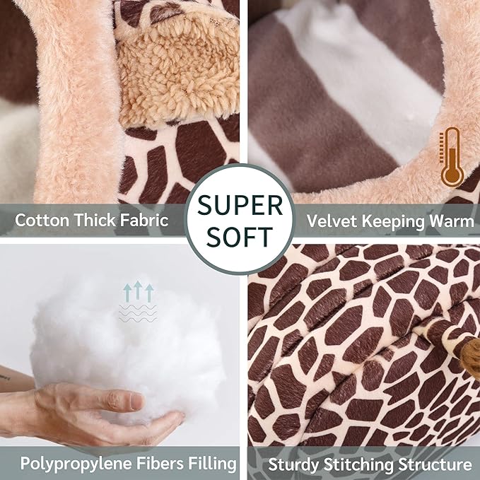 JanYoo Hamster Guinea Pig Supplies Bed Accessories House Hedgehog Cage Supplies Chinchilla Ferret Rat Gerbil (S,Giraffe)