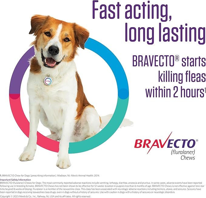 BRAVECTO Chew for Dogs, Flea & Tick, 1 Chew, 12 Week Supply, 9.9-22 lbs., Orange Box