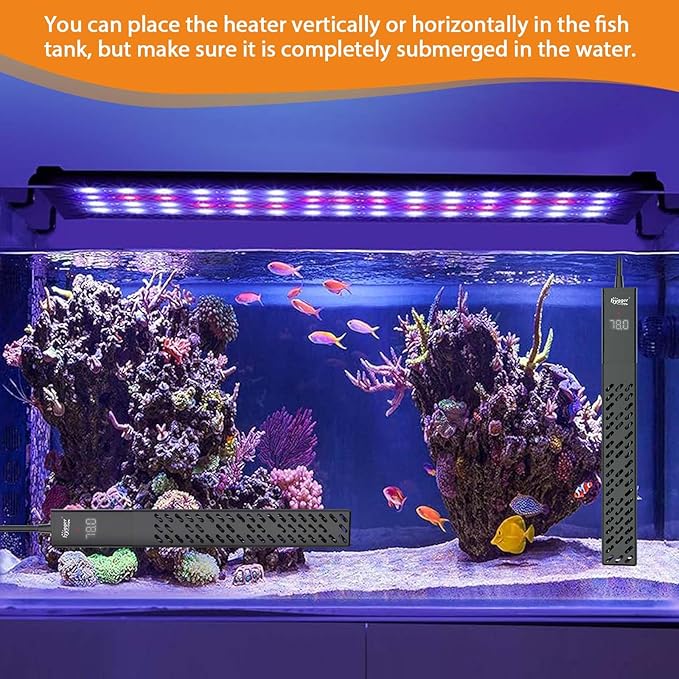 hygger Upgrade Ceramic Aquarium Heater, 100W Digital Fish Tank Heater with Automatic Power-Off and Over-Temperature Protection, Energy Saving Submersible Aquarium Heater for Freshwater and Saltwater