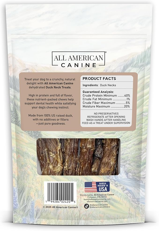 6 Natural Duck Neck Dog Treats – Single Ingredient, Dehydrated & Chewy – Low-Fat, High-Protein Training Reward – Made in USA
