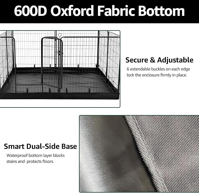 PJYuCien Dog Playpen Plus Storage Bag, 24" H 8 Panels Puppy Pen with Square Bottom, Heavy Duty Dog Fence for Puppies/Small Dogs