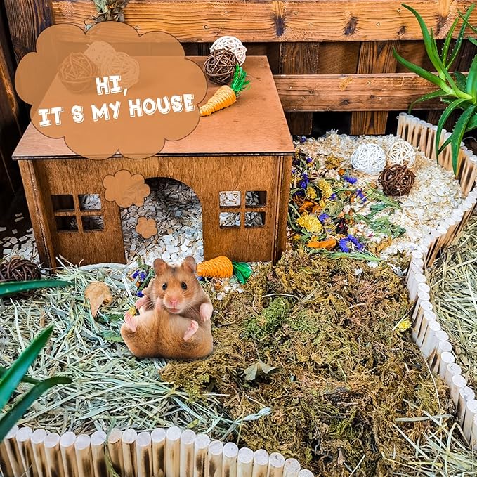Guinea Pig Houses and Hideouts, Hamster House Hideout, Wooden Small Animal House with Windows, Large Guinea Pig Hideout Castle for Hamsters Small Bunny Chinchillas Playing Hiding