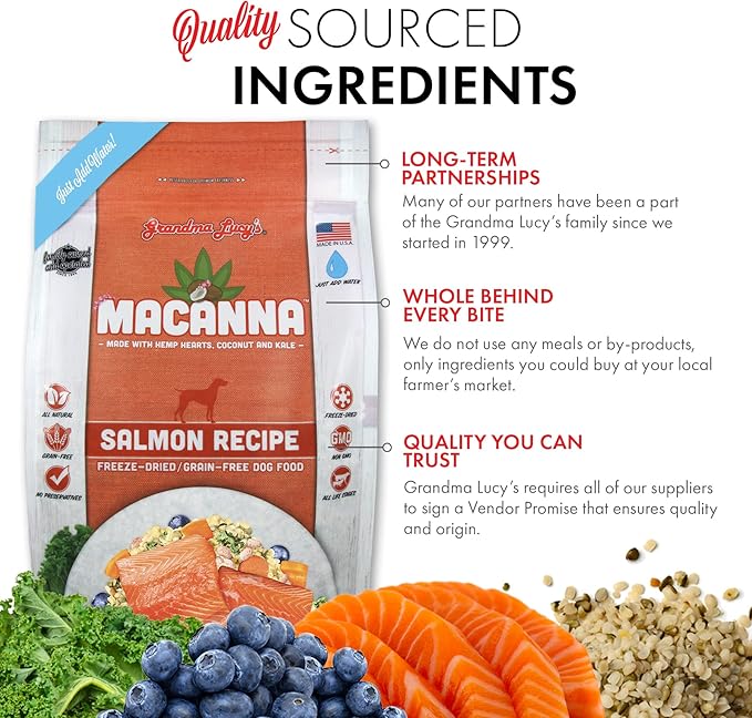 Grandma Lucy's Macanna Freeze Dried Grain Free Salmon Recipe Dog Food 1 Lbs, Model Number: 884308721252