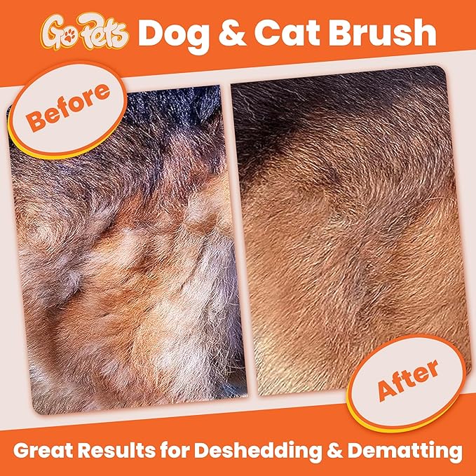 GoPets 2-Sided Dematting & Deshedding Comb for Dogs & Cats, Versatile Undercoat Detangler Brush for Shedding, Matted Hair & Fur Remover Tool, Stress-Free Pet Grooming Rake with Ergonomic Handle
