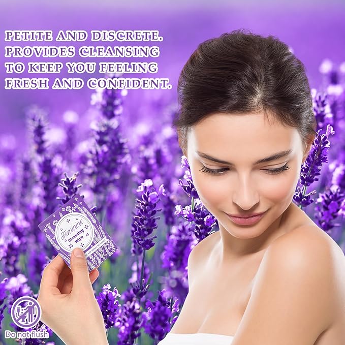 Tondiamo 200 Pcs Feminine Wet Wipes for Women Individually Wrapped Flushable Wipes Travel Size Soothing Personal Wipe Cleansing Natural Ingredients for Feminine Daily Use(Lavender)
