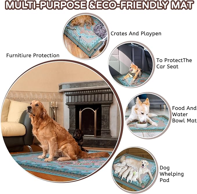 Aitmexcn Washable Pee Pads for Dogs, 72"x72" 2 Pack Reusable Puppy Pads Pet Training Pads, Super Absorbent, 100% Waterproof Dog Pee Pads, Whelping, Housebreaking, Incontinence, for Playpen